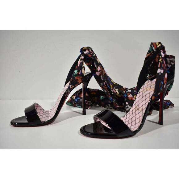 Christian Louboutin Fetish Du Desert 100 Black Lace Up Tie Sandal Heel Pump 40 - Picture 9 of 12